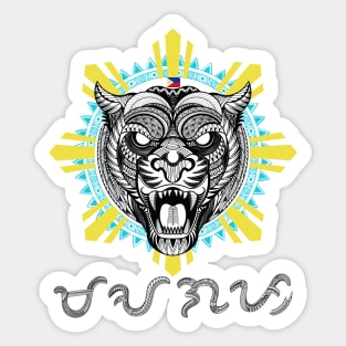 Philippine Sun Tribal line Art Tiger / Baybayin word Maagap (Prompt/Alert) Sticker